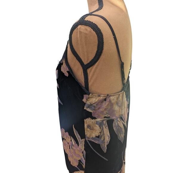 Band of Gypsies Velvet Burnout Slip Dress M Floral Lace Side Slits Lined Y2K - Picture 12 of 12